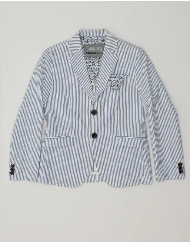 men's sporty jackets -CESARE PACIOTTI Boys 2 Button Blazer Jacket 6-7 Years Blue Pinstripe