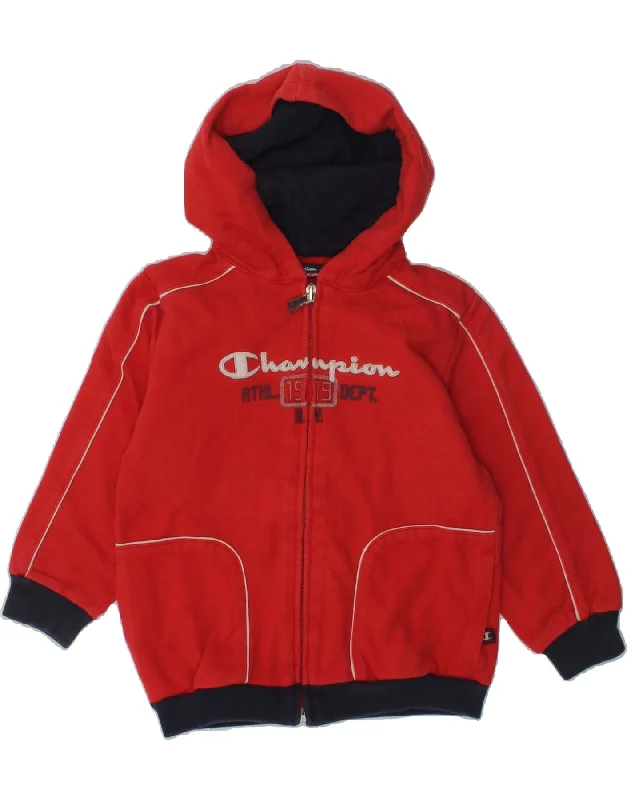 men's performance knit sweaters -CHAMPION Baby Boys Graphic Zip Hoodie Sweater 12-18 Months Red Cotton