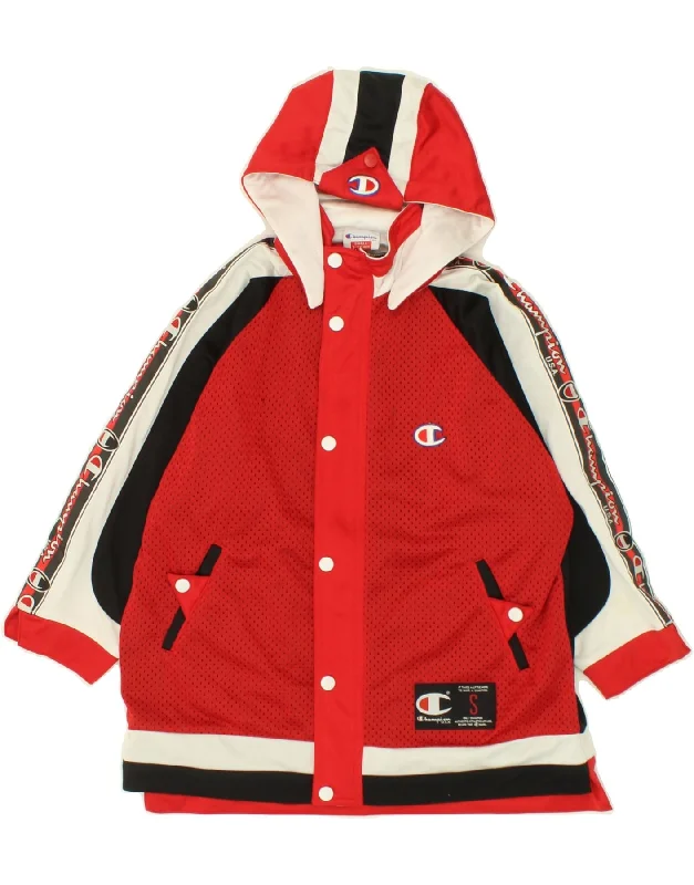 men's faux leather jackets -CHAMPION Boys Graphic Hooded Tracksuit Top Jacket 7-8 Years Small Red