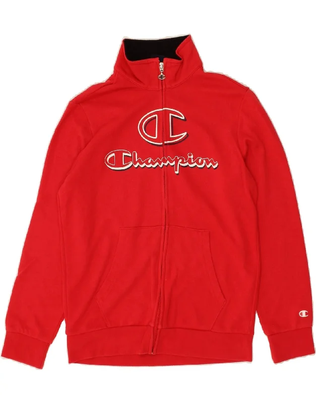 men's softshell outdoor jackets -CHAMPION Boys Graphic Tracksuit Top Jacket 11-12 Years Large Red