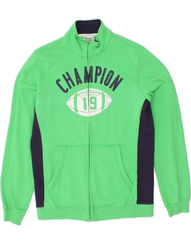 men's bomber jackets with patches -CHAMPION Boys Graphic Tracksuit Top Jacket 13-14 Years XL Green