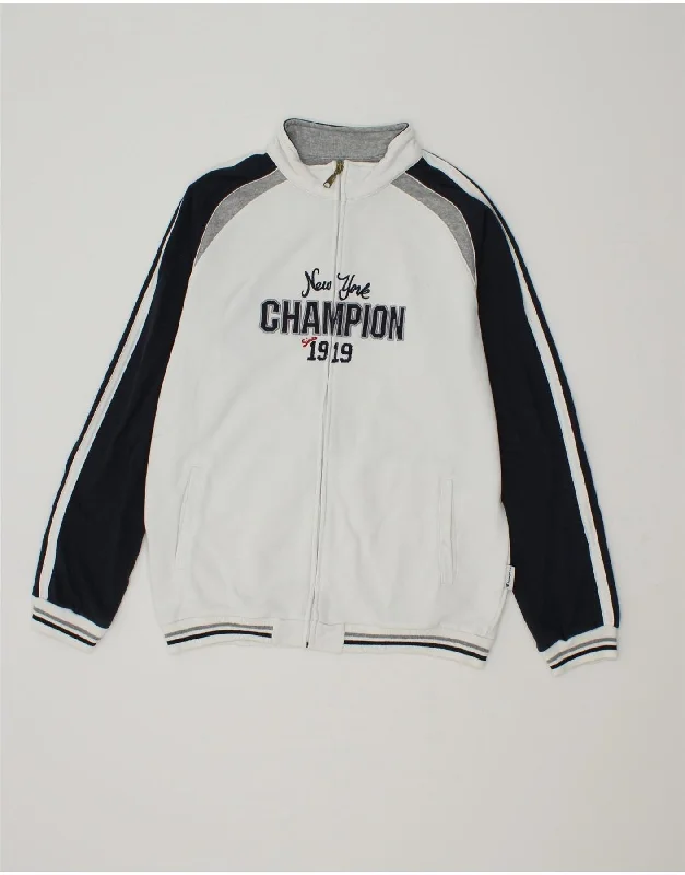 men's fashion jackets -CHAMPION Boys Graphic Tracksuit Top Jacket 13-14 Years  XL White