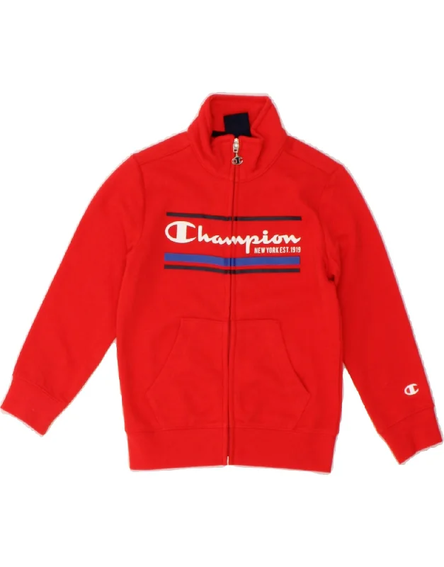 men's winter jackets -CHAMPION Boys Graphic Tracksuit Top Jacket 3-4 Years 2XS Red Cotton