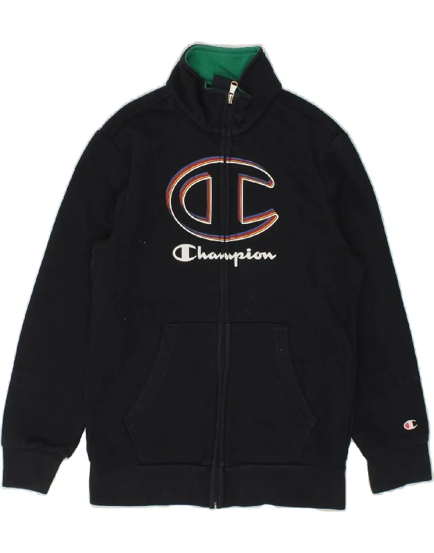 men's waterproof winter jackets -CHAMPION Boys Graphic Tracksuit Top Jacket 9-10 Years Medium Navy Blue