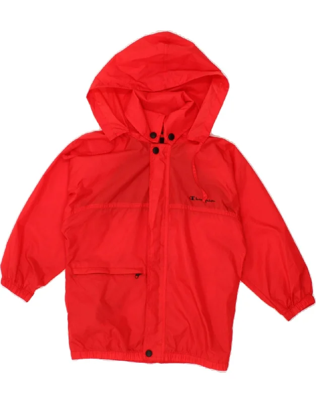 men's fleece jackets -CHAMPION Boys Hooded Rain Jacket 5-6 Years Red Polyamide