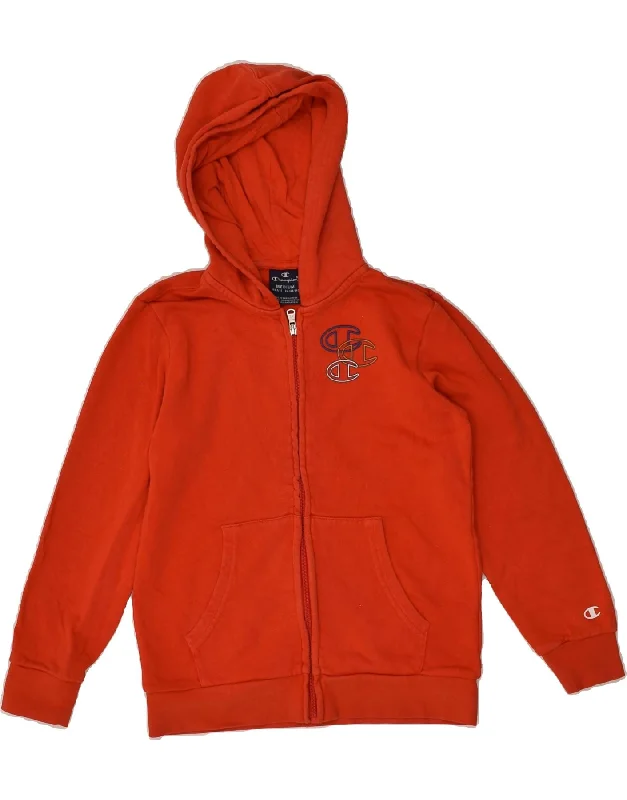 men's premium wool sweaters -CHAMPION Boys Zip Hoodie Sweater 9-10 Years Medium Red Cotton