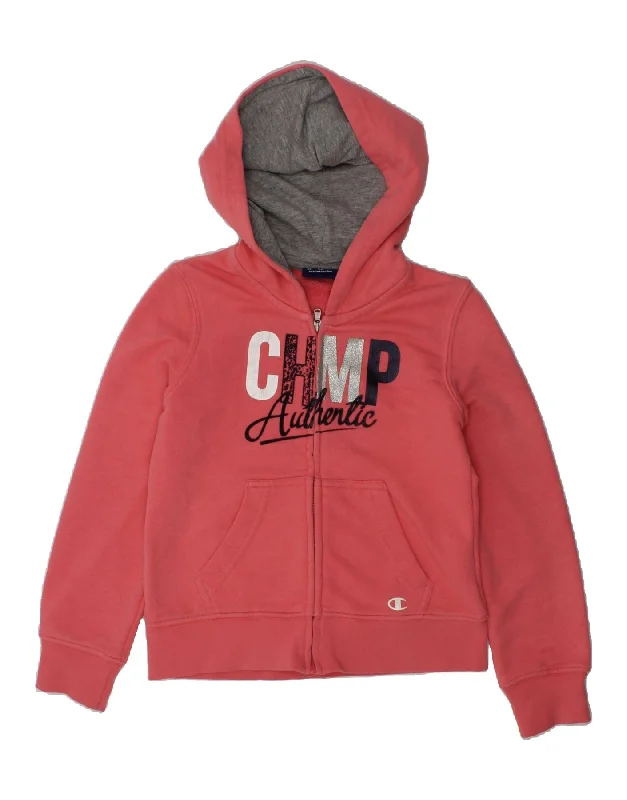 men's outdoor wool sweaters -CHAMPION Girls Authentic Graphic Zip Hoodie Sweater 5-6 Years XS  Red