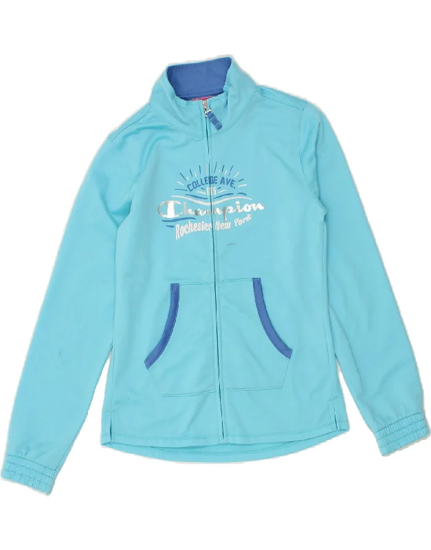 men's coat jackets -CHAMPION Girls Graphic Tracksuit Top Jacket 11-12 Years Large Blue