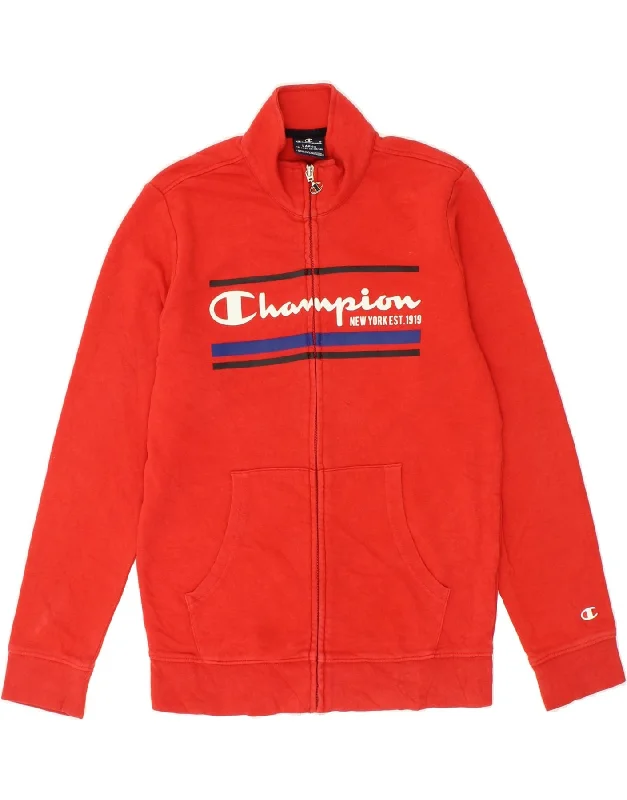 men's stylish puffer jackets -CHAMPION Girls Graphic Tracksuit Top Jacket 11-12 Years Large Red Cotton