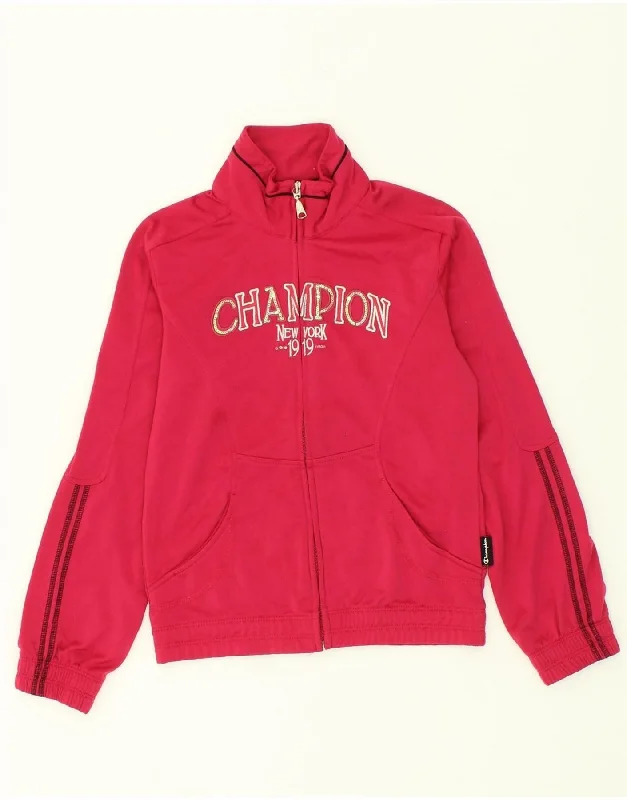 casual jackets for men -CHAMPION Girls Graphic Tracksuit Top Jacket 9-10 Years Medium Pink