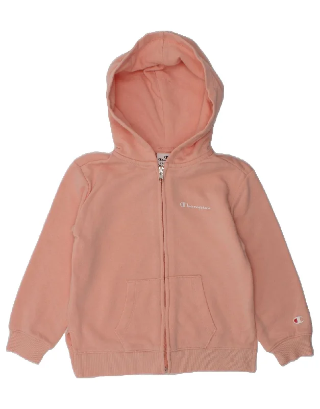 men's warm sweaters for winter -CHAMPION Girls Graphic Zip Hoodie Sweater 3-4 Years 2XS Pink