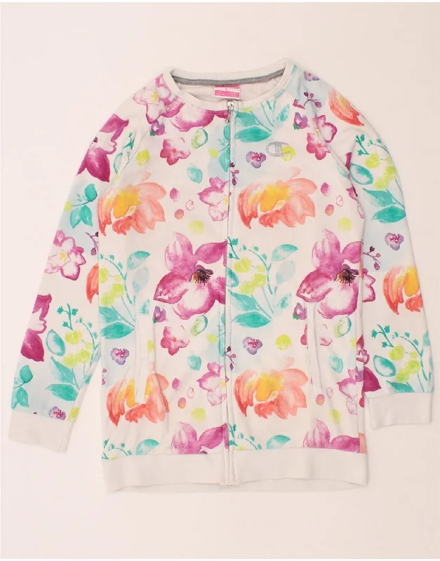 men's casual zip jackets -CHAMPION Girls Tracksuit Top Jacket 11-12 Years Large Multicoloured Floral