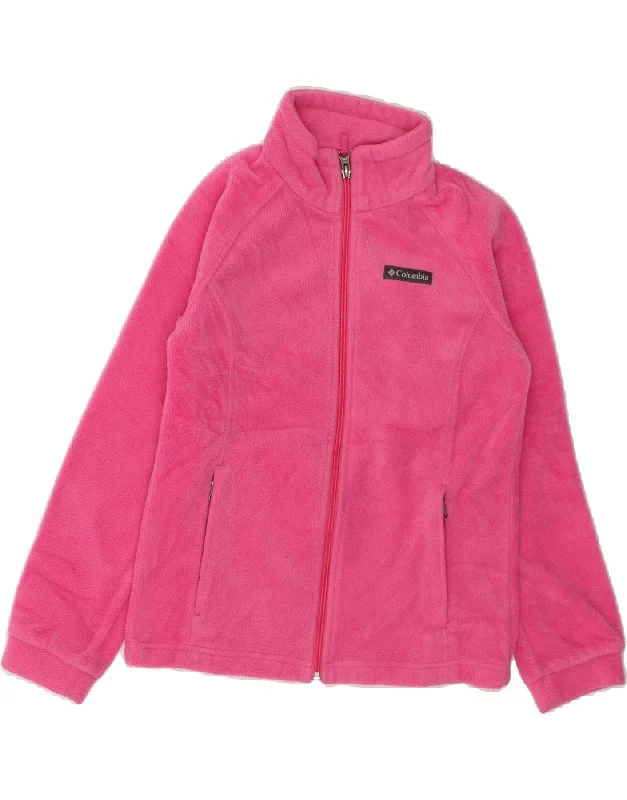 men's long jackets -COLUMBIA Girls Fleece Jacket 13-14 Years Medium Pink Polyester