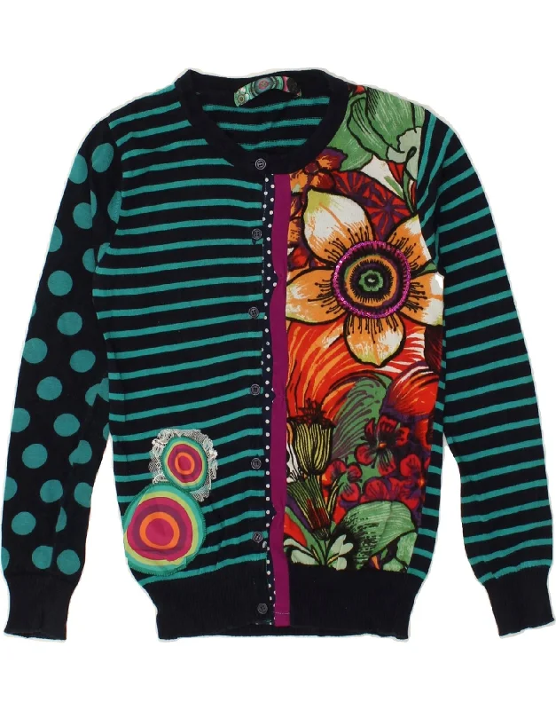 men's colorful sweaters -DESIGUAL Boys Cardigan Sweater 11-12 Years Green Patchwork