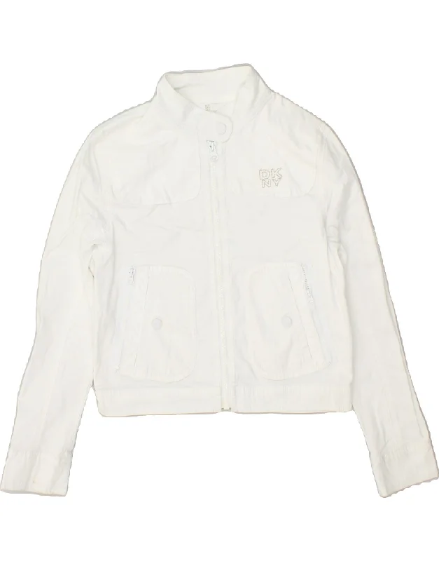 men's parka jackets -DKNY Girls Crop Bomber Jacket 11-12 Years White Cotton