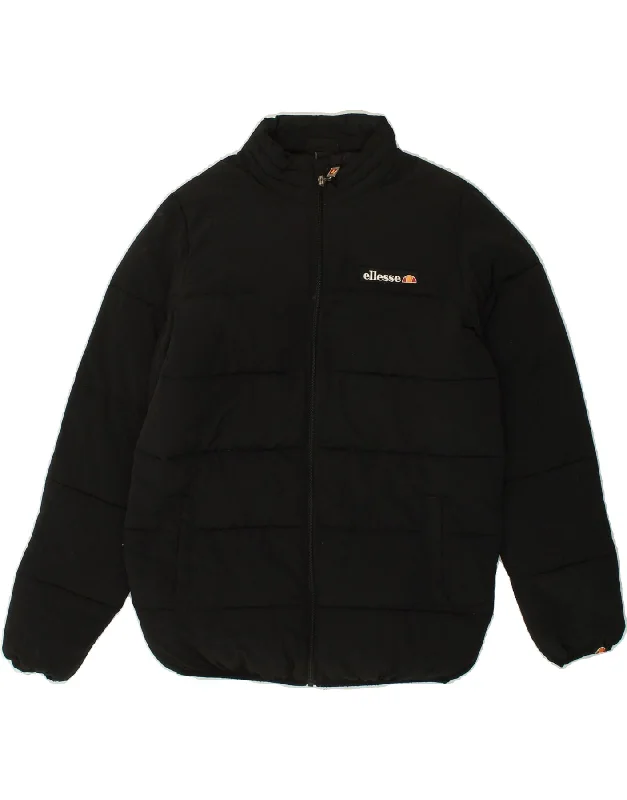 men's fashion jackets -ELLESSE Girls Padded Jacket 12-13 Years Black Polyamide