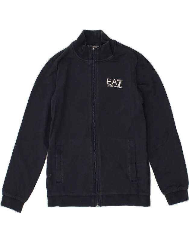 men's quilted jackets -EMPORIO ARMANI Boys Tracksuit Top Jacket 11-12 Years Navy Blue Cotton