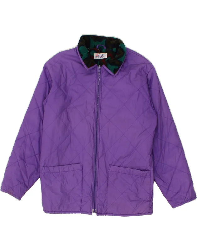 men's insulated rain jackets -FILA Boys Quilted Jacket 13-14 Years Purple Polyester