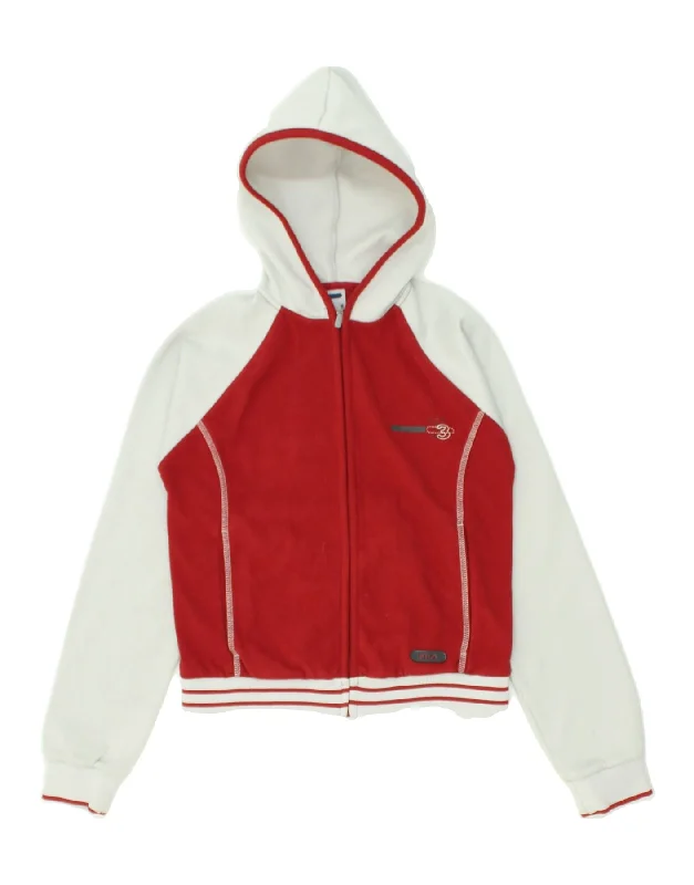 men's formal wool sweaters -FILA Boys Zip Hoodie Sweater 5-6 Years XS  Red Colourblock Polyester