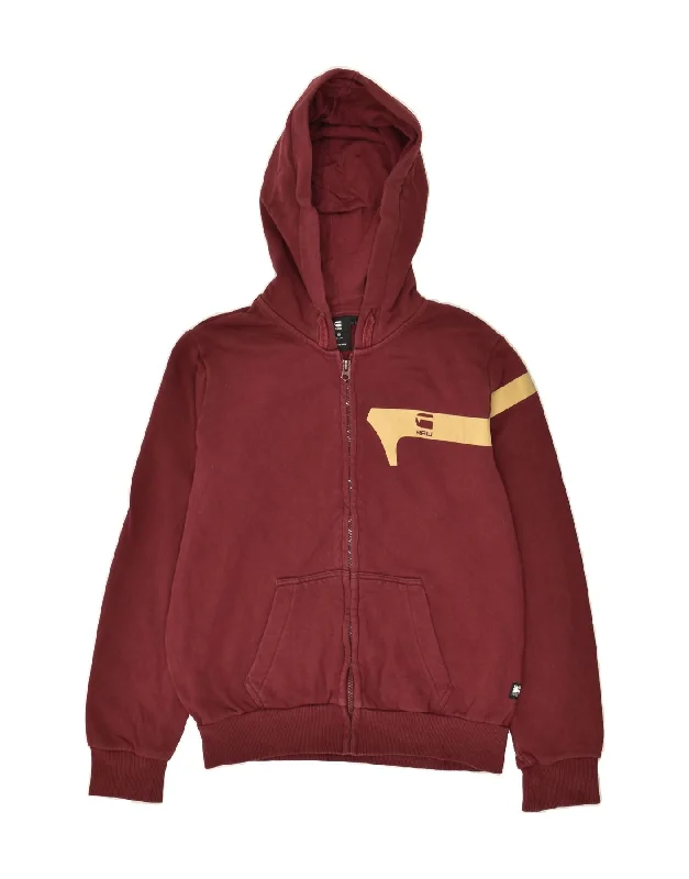 men's premium wool sweaters -G-STAR Boys Graphic Zip Hoodie Sweater 15-16 Years Maroon Cotton