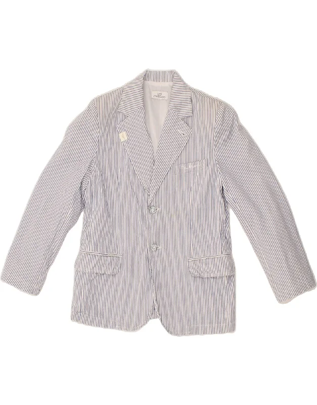 men's travel jackets -GAI MATTIOLO Boys 2 Button Blazer Jacket 9-10 Years Blue Pinstripe Cotton