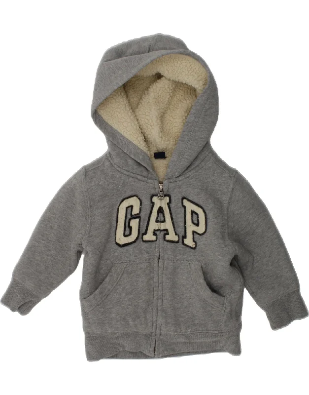 men's slim-fit sweaters -GAP Baby Boys Graphic Zip Hoodie Sweater 12-18 Months Grey Cotton