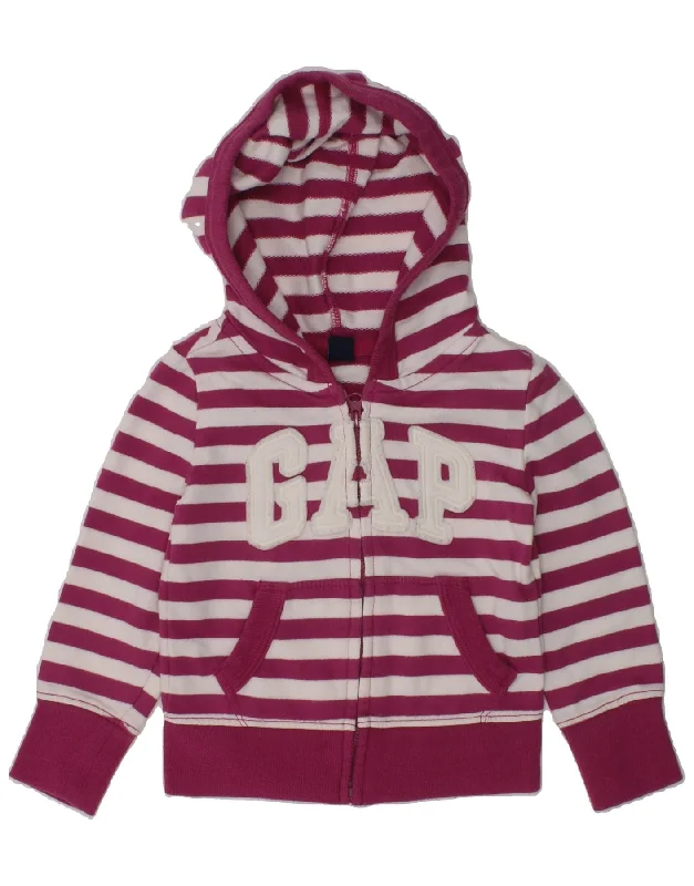 men's breathable cotton sweaters -GAP Baby Girls Graphic Zip Hoodie Sweater 18-24 Months Pink Striped Cotton