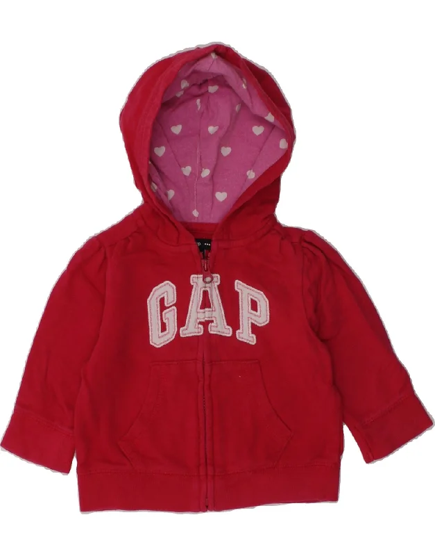 men's warm cardigans -GAP Baby Girls Graphic Zip Hoodie Sweater 3-6 Months Red Cotton