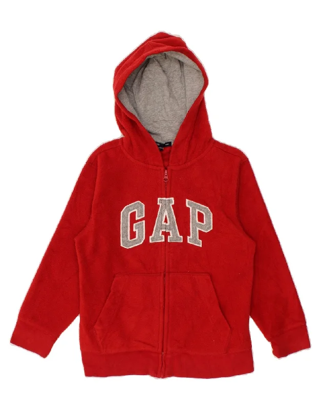 men's casual outerwear jackets -GAP Boys Graphic Hooded Fleece Jacket 6-7 Years Small Red Polyester