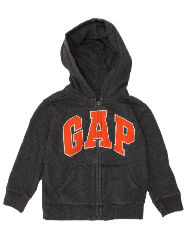 men's wool-blend sweaters -GAP Boys Graphic Zip Hoodie Sweater 6-7 Years Grey Cotton