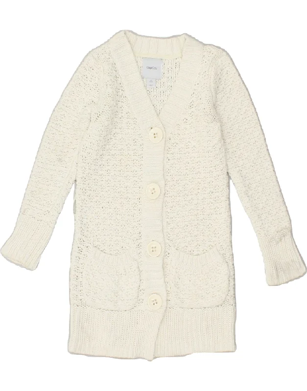 men's sweater for cold weather -GAP Girls Cardigan Sweater 4-5 Years White Cotton