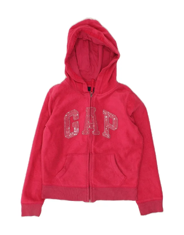 men's thermal sweaters -GAP Girls Graphic Zip Hoodie Sweater 10-11 Years Pink Polyester