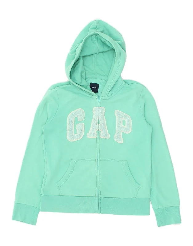 men's stylish knit pullovers -GAP Girls Graphic Zip Hoodie Sweater 14-15 Years 2XL Green Cotton