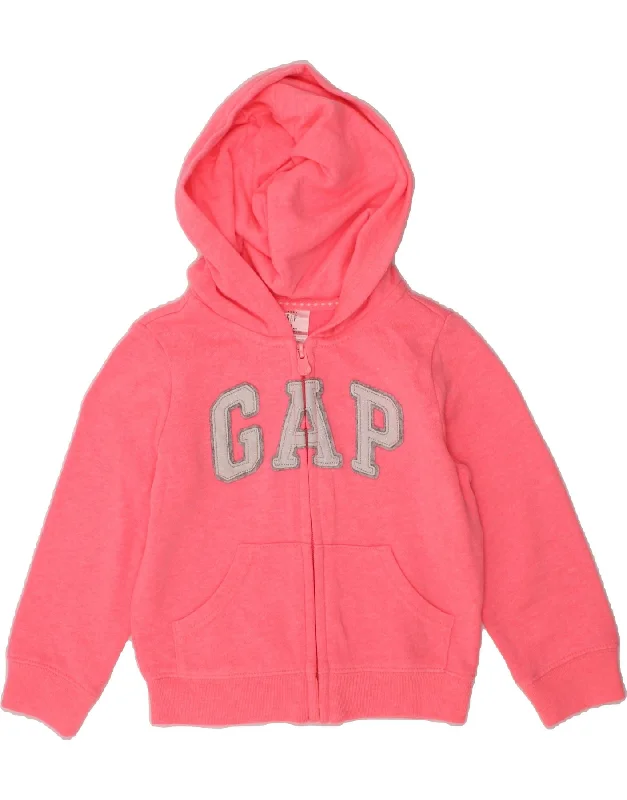 men's warm cardigans -GAP Girls Graphic Zip Hoodie Sweater 2-3 Years Pink Cotton