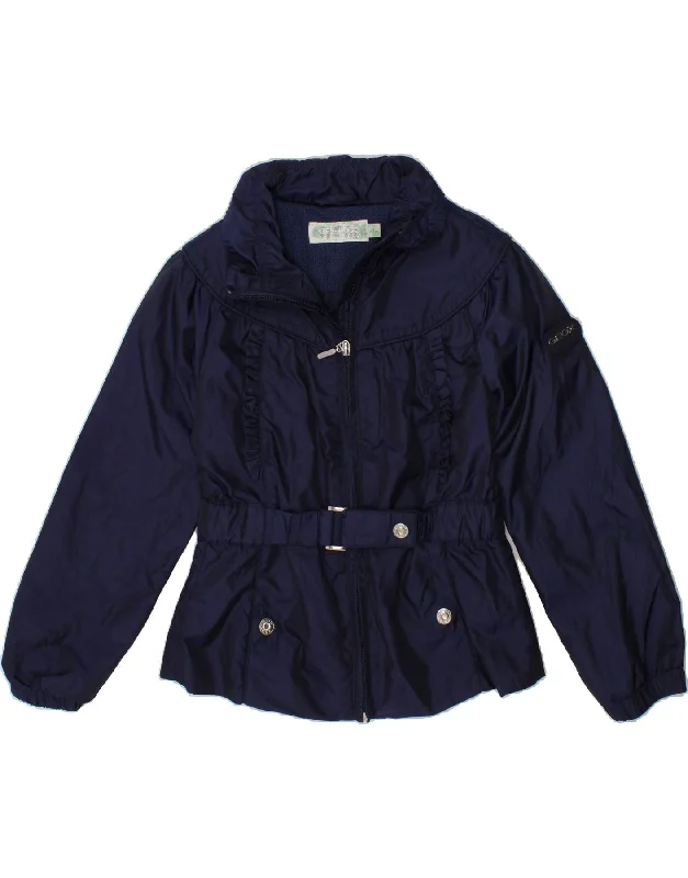 men's outdoor jacket for hiking -GEOX Girls Bomber Jacket 4-5 Years Navy Blue Polyamide