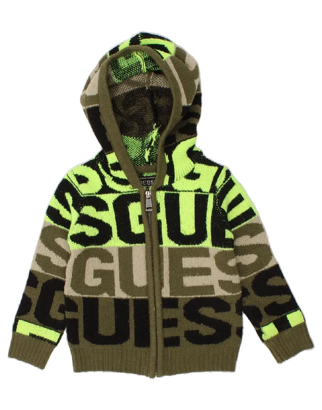 men's modern fit sweaters -GUESS Baby Boys Graphic Hooded Cardigan Sweater 18-24 Months Khaki