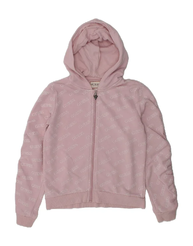 men's oversized sweaters -GUESS Girls Graphic Zip Hoodie Sweater 5-6 Years Pink