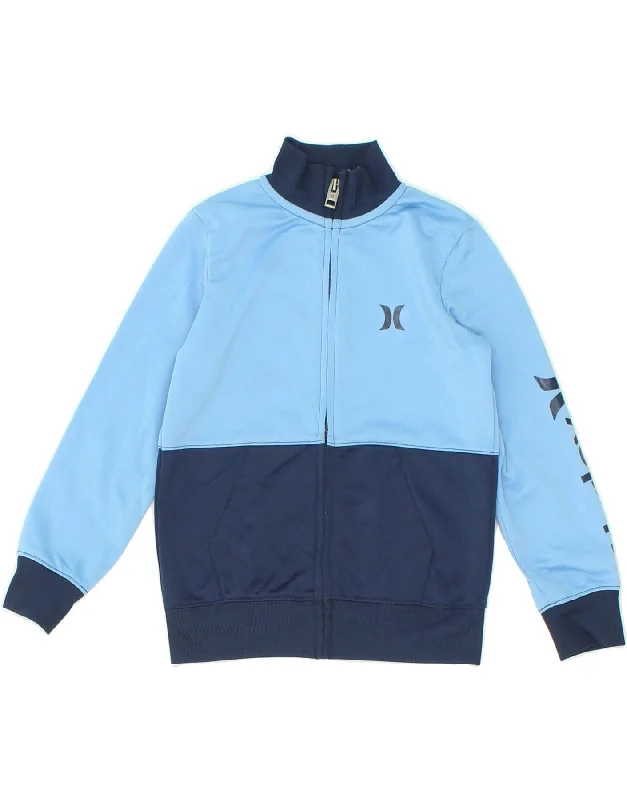 men's multi-pocket jackets -HURLEY Boys Graphic Tracksuit Top Jacket 4-5 Years Blue Colourblock