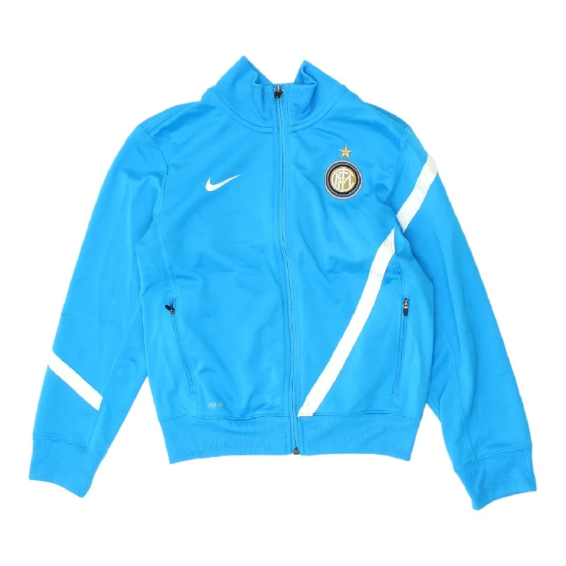 men's jacket for cold weather -Inter Milan Nike Kids Blue Track Jacket | Boys Italian Football Sportswear VTG