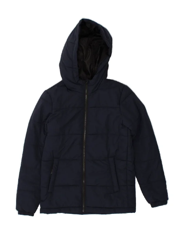 men's comfortable jackets -JACK & JONES Boys Hooded Padded Jacket 13-14 Years Navy Blue Polyester