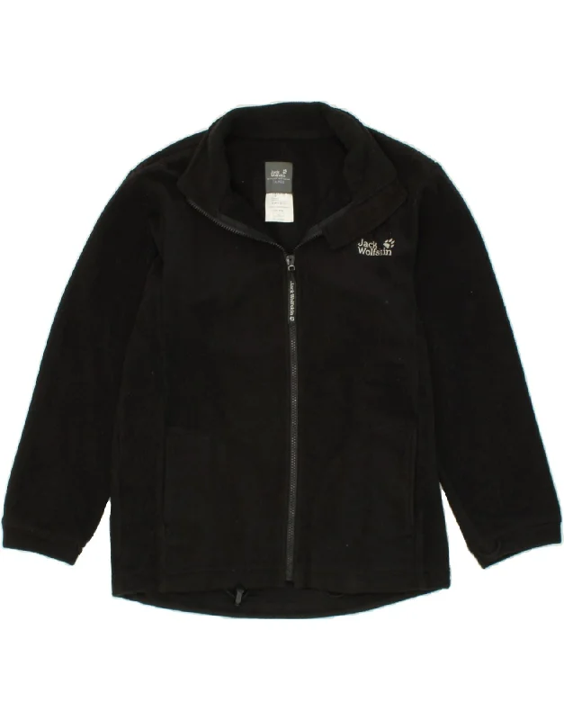 men's down jackets -JACK WOLFSKIN Boys Fleece Jacket 10-11 Years Black Polyester