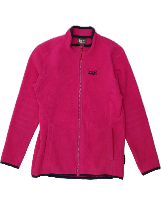 men's outdoor adventure jackets -JACK WOLFSKIN Girls Fleece Jacket 11-12 Years Pink Polyester