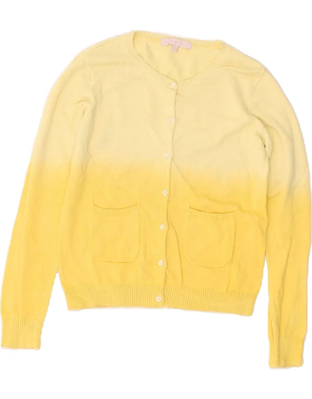 men's modern pullover sweaters -JIGSAW Girls Cardigan Sweater 10-11 Years Yellow Colourblock Cotton