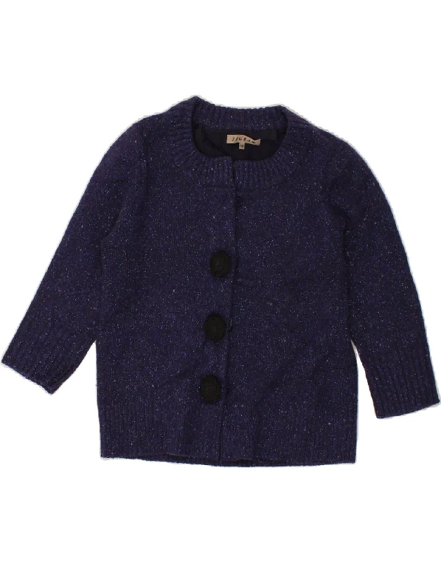 men's cozy knit sweaters -JIGSAW Girls Cardigan Sweater 11-12 Years Medium Navy Blue Flecked Wool