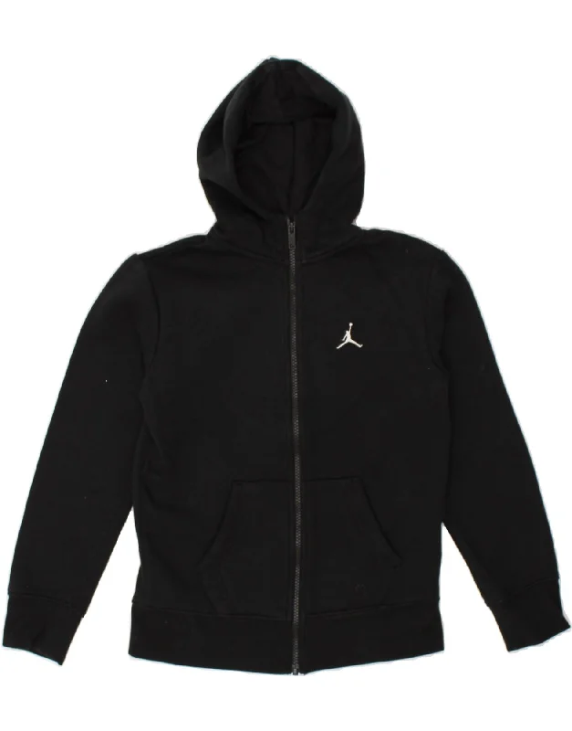 men's comfortable wool sweaters -JORDAN Boys Zip Hoodie Sweater 10-11 Years Medium Black Cotton