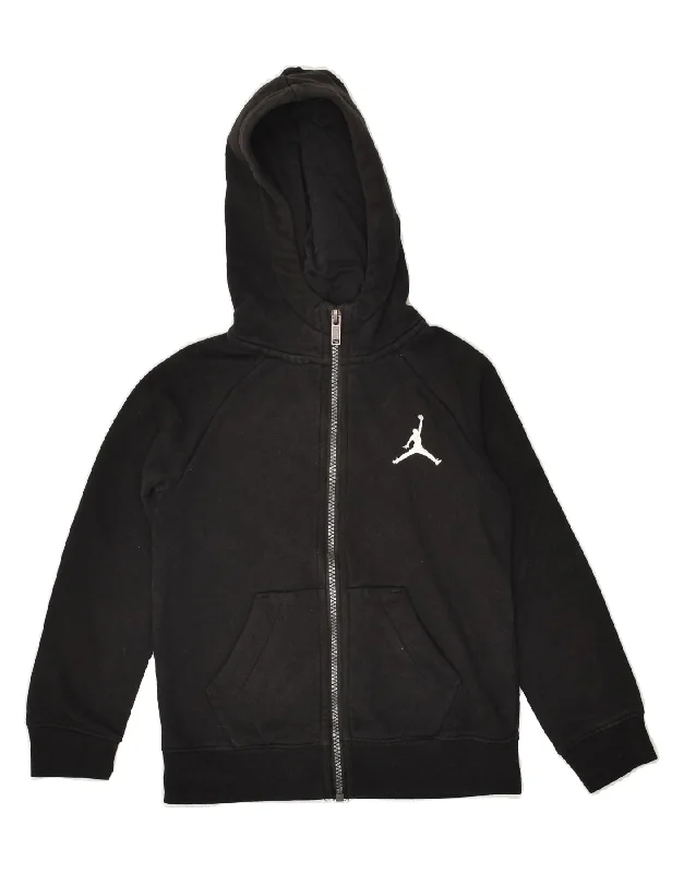 men's turtleneck pullover sweaters -JORDAN Boys Zip Hoodie Sweater 4-5 Years Small Black Cotton