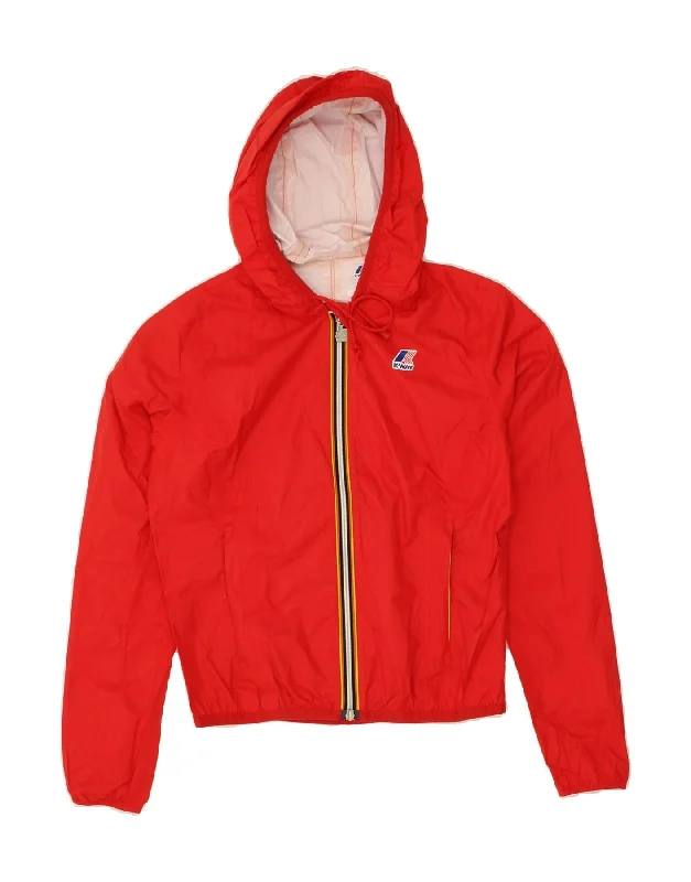 men's outdoor waterproof jackets -K-WAY Boys Hooded Rain Jacket 12-13 Years Medium Red Polyamide