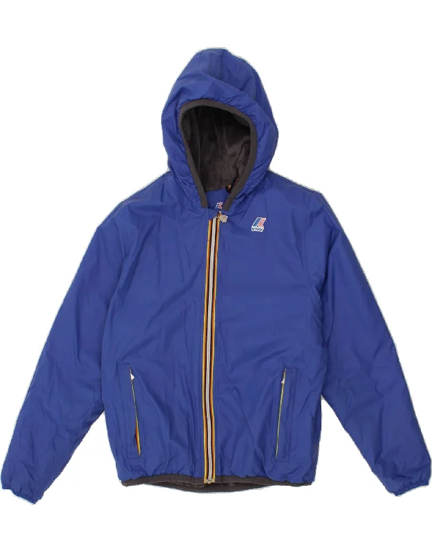 men's jacket for cold weather -K-WAY Boys Hooded Rain Jacket 13-14 Years Navy Blue Polyamide