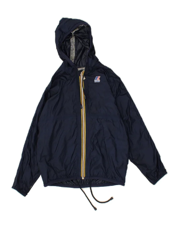 men's windproof jackets -K-WAY Boys Hooded Rain Jacket 9-10 Years Navy Blue Polyamide