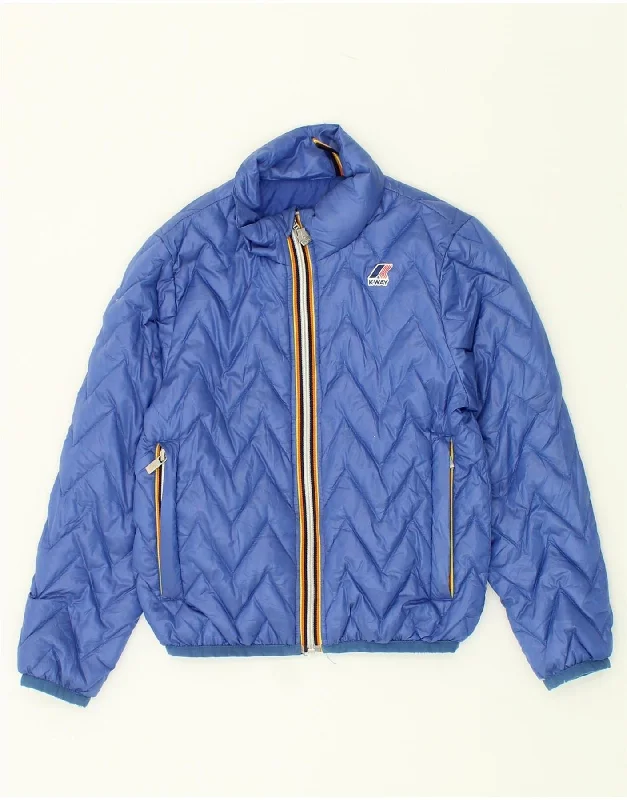 men's zip-up fleece jackets -K-WAY Boys Padded Jacket 7-8 Years Blue